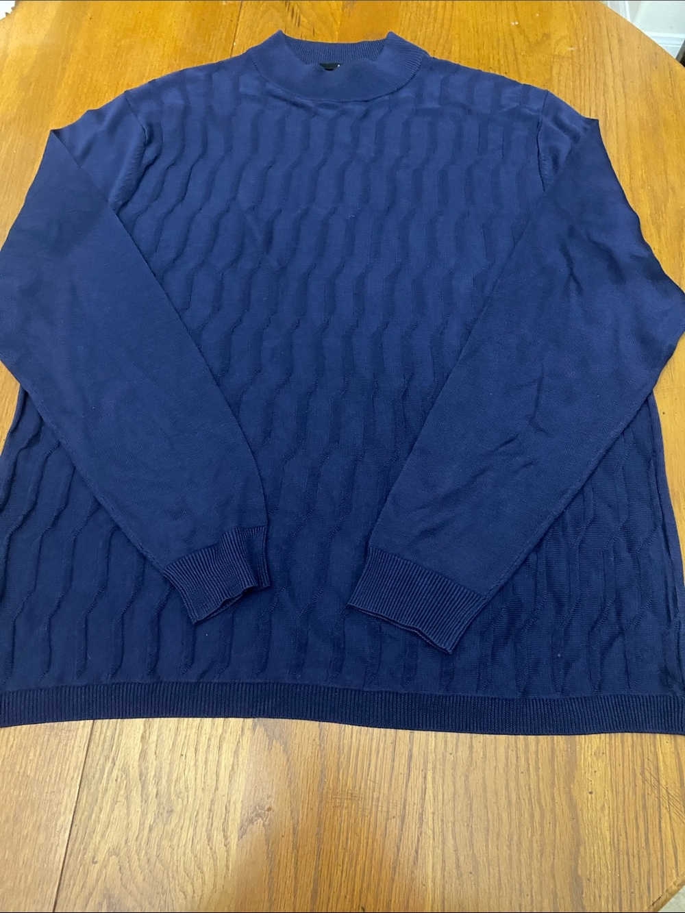 Murano Navy 100% Silk Textured Mock Turtleneck Sweater Size Large